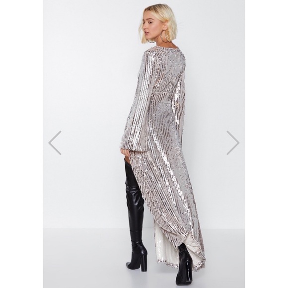 sequin longline jacket